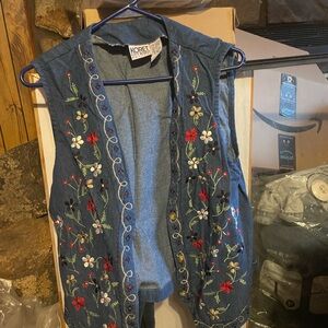 Koret City Blues Denim Vest with Embroidery